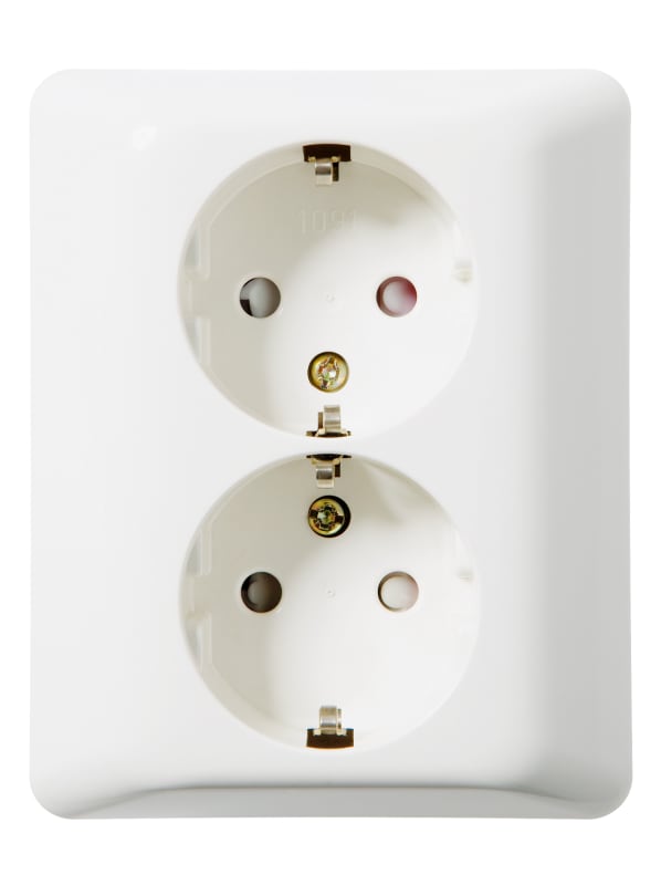 Double Socket Outlet with Earth, Recessed, RS Pure-White (EKO30122)