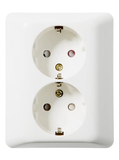 Double Socket Outlet with Earth, Recessed, RS Pure-White