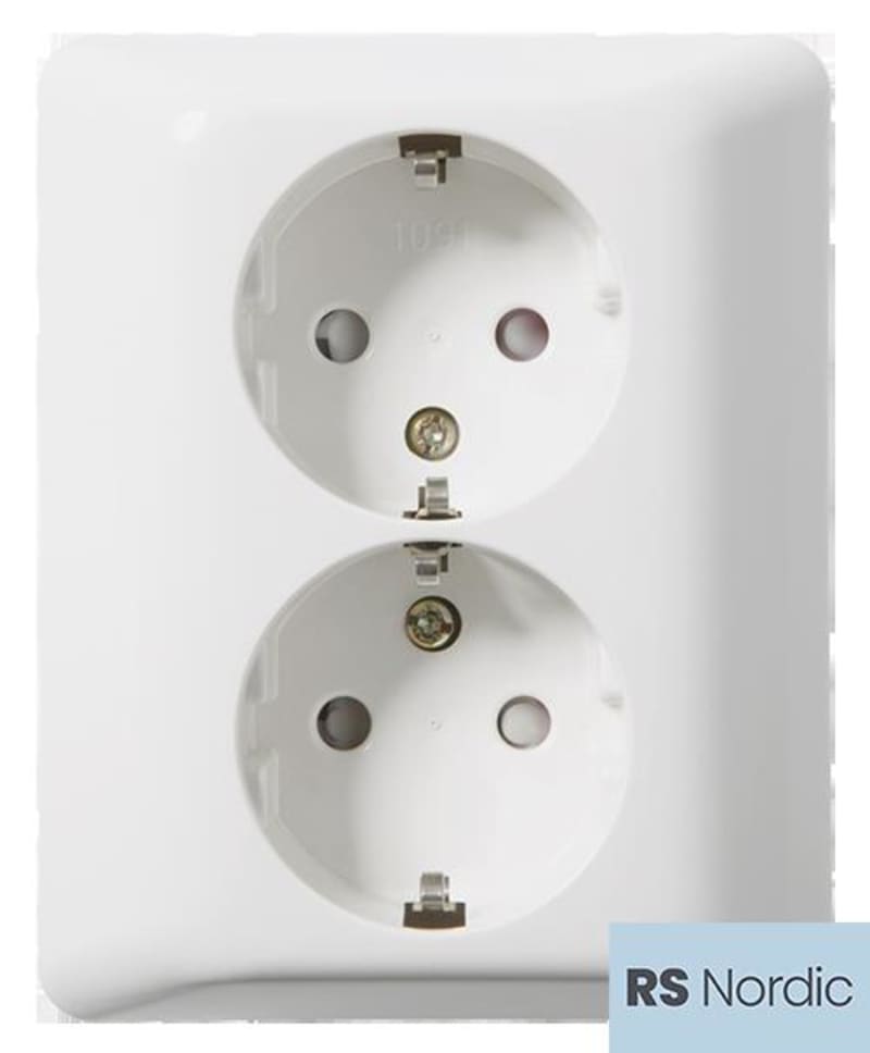 Double socket Split Flush RS PURE WHITE (EKO30123)