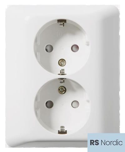 Double socket Split Flush RS PURE WHITE