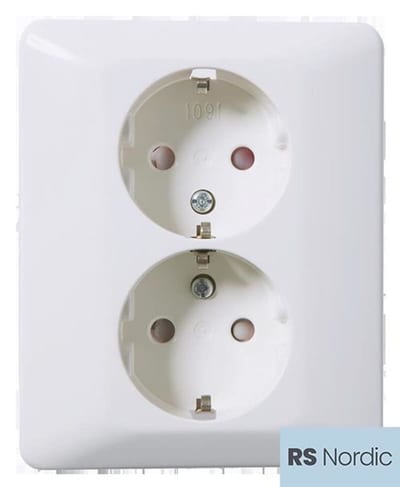 Low-Profile double socket Split Flush RS PURE WHITE