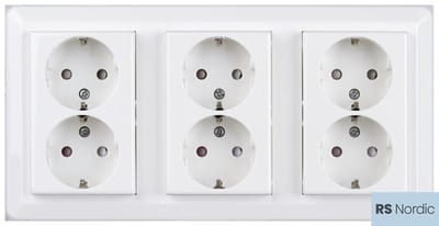 Six-Way socket Flush RS PURE WHITE