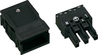 Socket; with strain relief housing; 3-Pole; Cod. A; 4,00 mm²; black