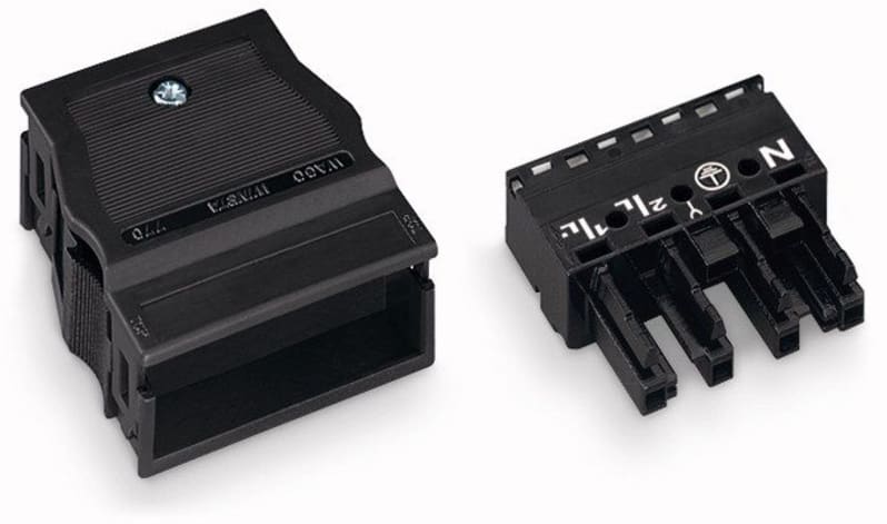 Socket; with strain relief housing; 4-Pole; Cod. A; 4,00 mm²; black (770-104)