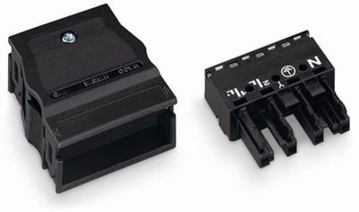 Socket; with strain relief housing; 4-Pole; Cod. A; 4,00 mm²; black