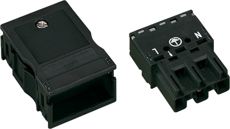 Plug; with strain relief housing; 3-Pole; Cod. A; 4,00 mm²; black (770-113)
