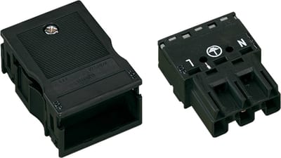 Plug; with strain relief housing; 3-Pole; Cod. A; 4,00 mm²; black