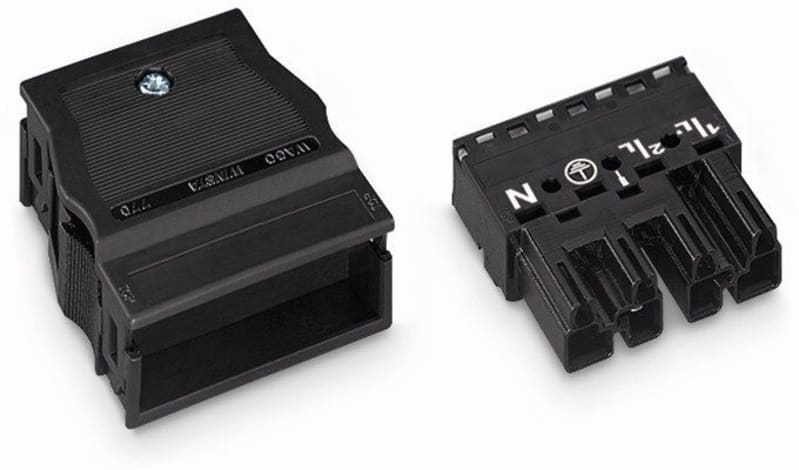 Plug; with strain relief housing; 4-Pole; Cod. A; 4,00 mm²; black (770-114)