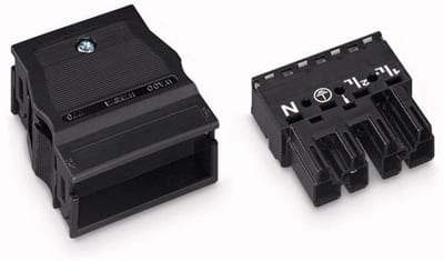 Plug; with strain relief housing; 4-Pole; Cod. A; 4,00 mm²; black