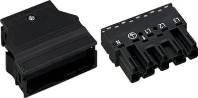 Plug; with strain relief housing; 5-Pole; Cod. A; 4,00 mm²; black