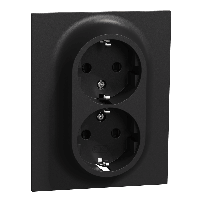 ELKO One Rehab Socket Outlet with Earth Push-In Clamp Black (EKO50074)