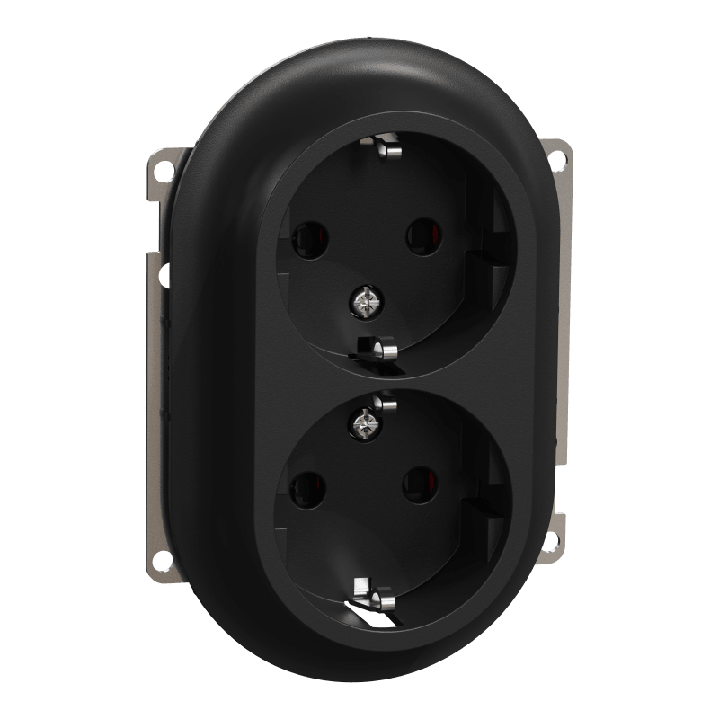 Socket without frame high quick-connect One Black (EKO50078)