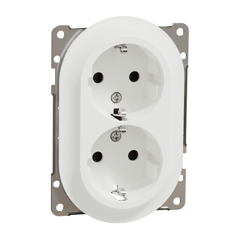 ELKO EKO50081 One Low Double Socket with Earth Screw Terminal Flush-mounted