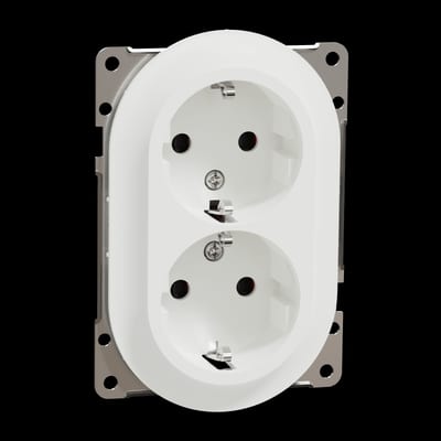 ELKO EKO50081 One Low Double Socket with Earth Screw Terminal Flush-mounted