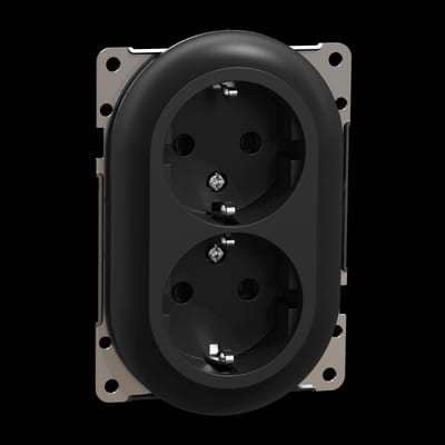 ELKO One Low-Profile Double Socket Outlet with Earth