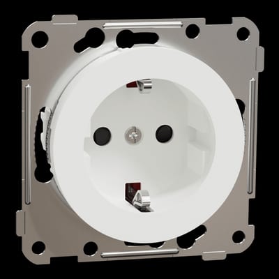 One Single Socket Outlet with Earth, Push-in Clamp, Pure-White