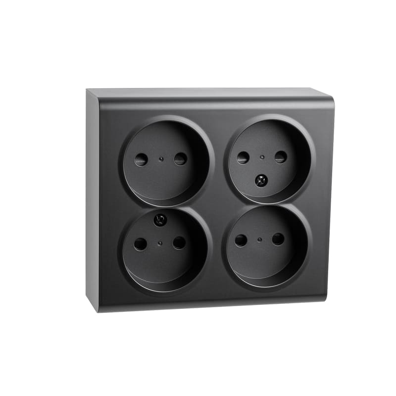 SG Armaturen PV 4-Way Surface-Mounted Socket without Earth Black (77523)