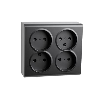 SG Armaturen PV 4-Way Surface-Mounted Socket without Earth Black