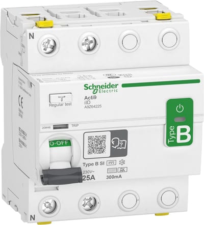 Schneider Electric Residual current circuit breaker (RCCB), ACTI9 iID, 2P, 63A, B-SI type, 30MA, double terminal A9Z61263
