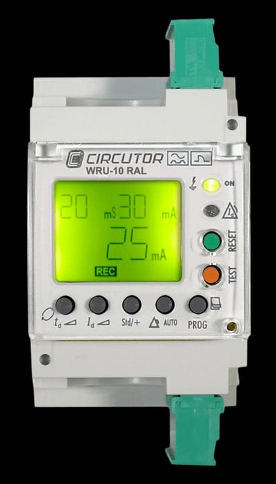 Function WRU-10 RAL Self-Reclosing Earth Leakage Relay with Built-In Toroid — Type A, Ø28 mm Integral Toroid, Automatic Reclosing
