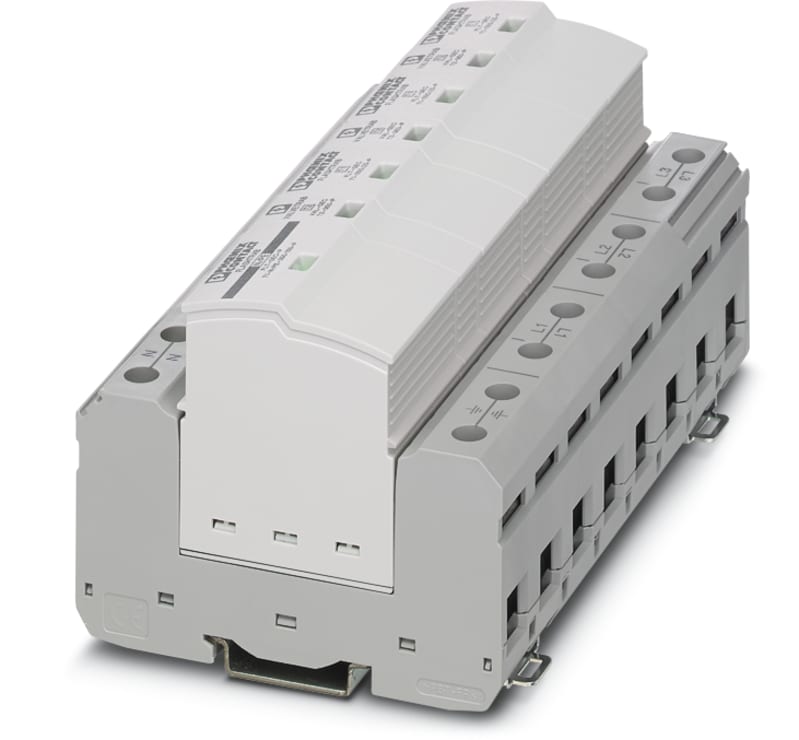Phoenix Contact Type 1+2 Special Combined Lightning Current and Surge Arrester, Plug-In (FLT-SEC-T1+T2-3S-350/25-FM)