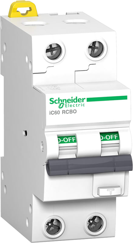 Schneider Electric Residual current breaker with overcurrent protection (RCBO), ACTI9 IC60, 2P, 16A, B curve, 10000A/15KA, A type, 30MA A9D37216