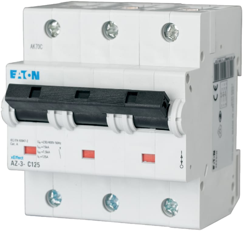 Eaton AZ-3-D100 Miniature Circuit Breaker — 3P, Type D, 100 A, up to 25 kA