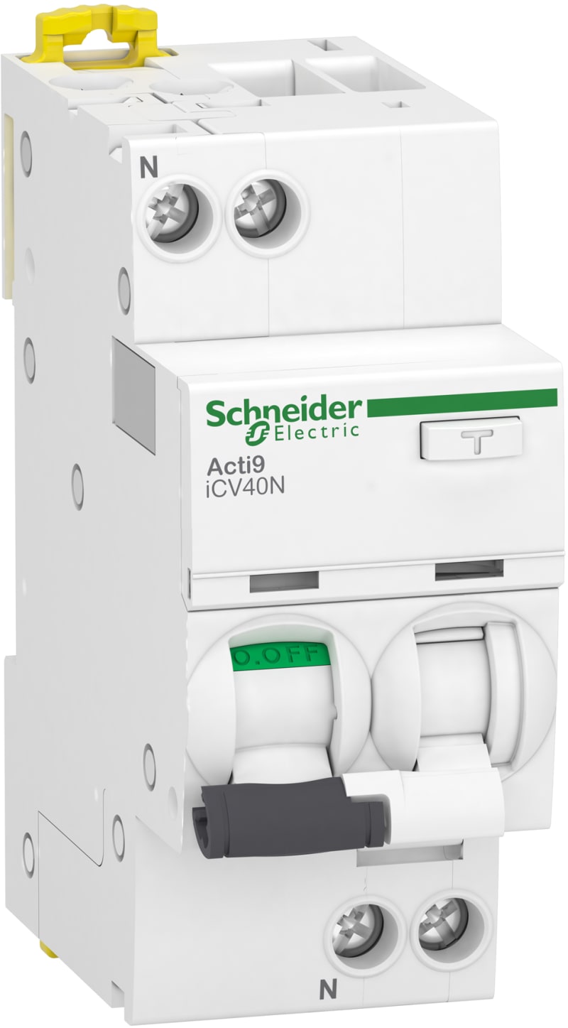 Schneider Electric Residual current breaker with overcurrent protection (RCBO), ACTI9 ICV40N, 1P+N, 40A, C curve, 6000A, A type, 30MA A9DC3640