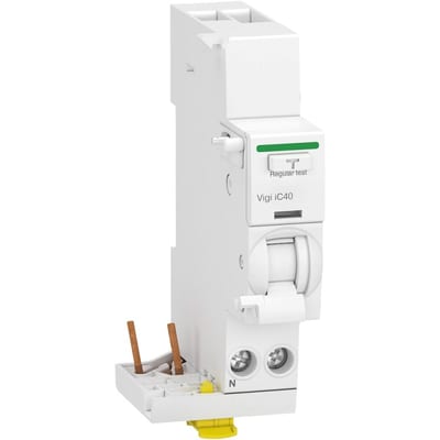 Schneider Electric Add-on residual current device, ACTI9 Vigi IC40, 1P+N, 40A, A type, instantaneous, 30MA, 230VAC A9Y80640