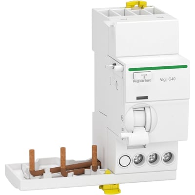 Schneider Electric Add-on residual current device, ACTI9 Vigi IC40, 3P, 25A, A-SI type, instantaneous, 300MA, 400VAC A9Y85325