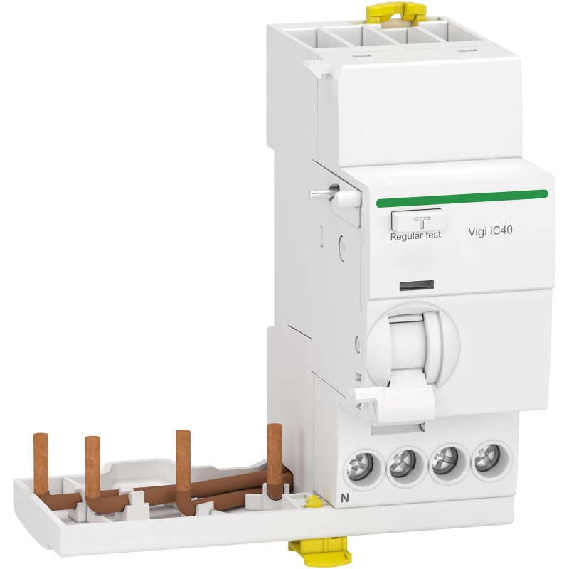 Schneider Electric Add-on residual current device, ACTI9 Vigi IC40, 3P+N, 40A, A-SI type, instantaneous, 30MA, 400VAC A9Y84740