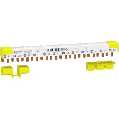 Schneider Electric comb busbar, ACTI9, 3P+N balanced, 9 mm pitch, 12 modules, 80 A A9XPC712