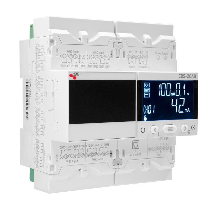 Function CBS-2000AB Hybrid Multi-Channel Earth Leakage Monitoring Relay — 20 Channels (16 Type A + 4 Type B), 30–3000 mA, RS-485 Modbus (1602031)