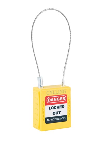 Padlock YELLOW, 175X1,5mm wire, KD