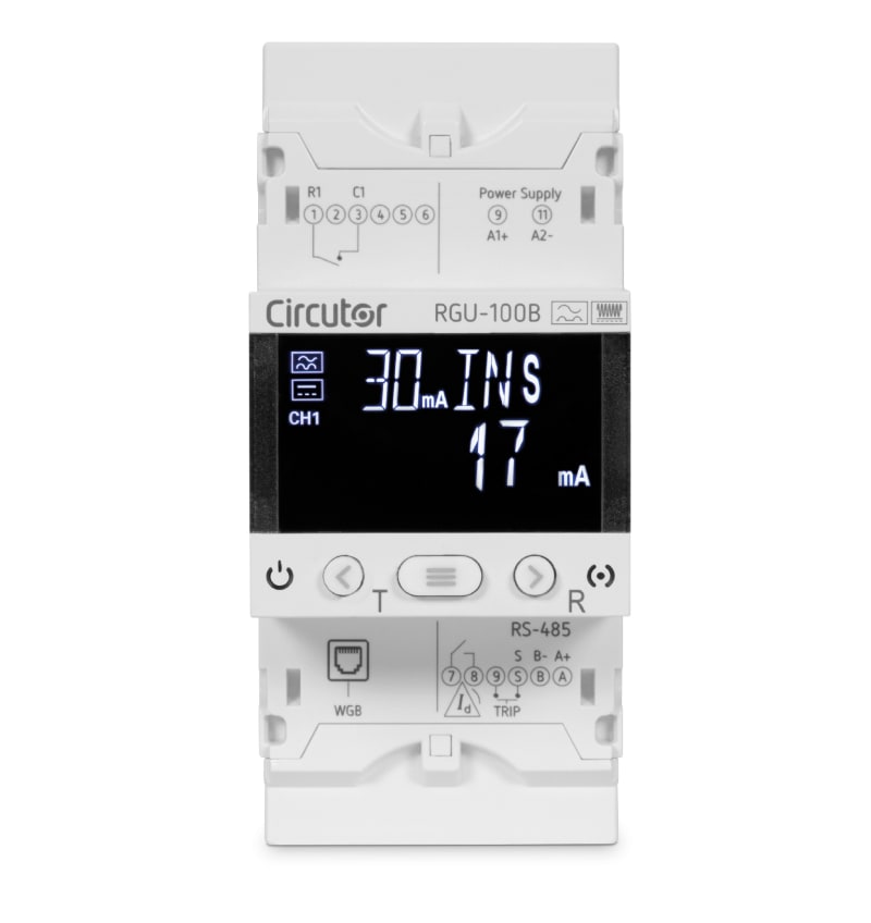 Function RGU-100B Earth Leakage Monitoring and Protection Relay — Type B, Single Channel, 30–3000 mA, for WGB Toroid (1602531)