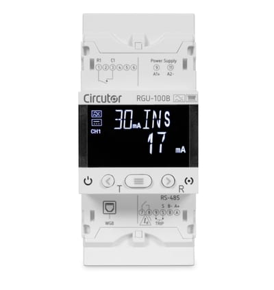 Function RGU-100B Earth Leakage Monitoring and Protection Relay — Type B, Single Channel, 30–3000 mA, for WGB Toroid