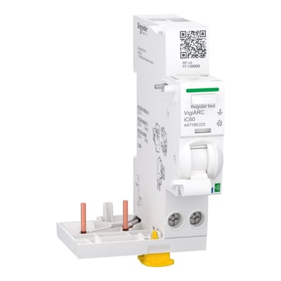 Schneider Electric Active arc fault detection with residual current protection add-on block, ACTI9 Active VigiARC IC60, 2P, 25A, 30MA, type A-SI A9TYBE225