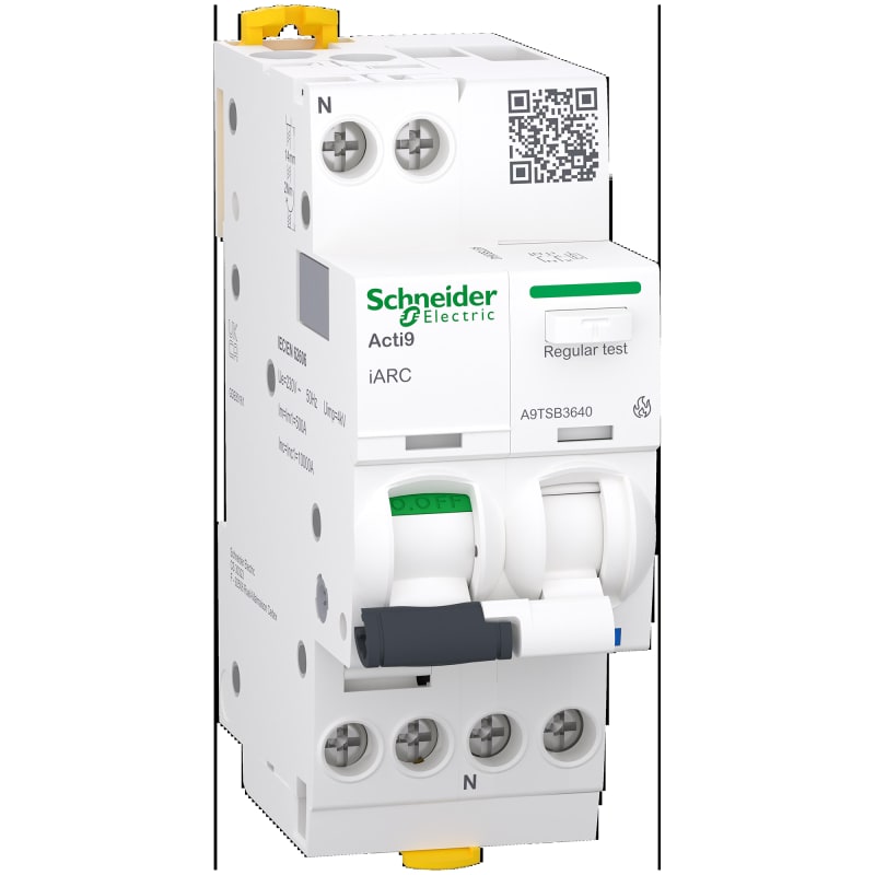 Schneider Electric arc fault detection switch, ACTI9 iARC, 1P + N, 40 A A9TSB3640