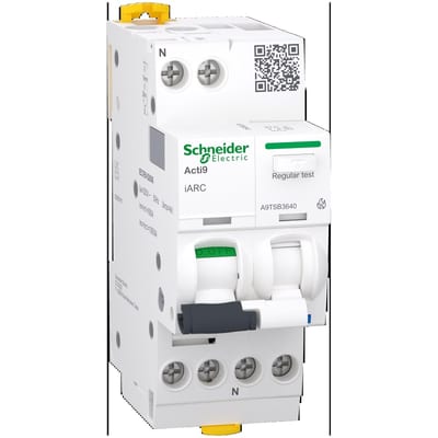 Schneider Electric arc fault detection switch, ACTI9 iARC, 1P + N, 40 A A9TSB3640