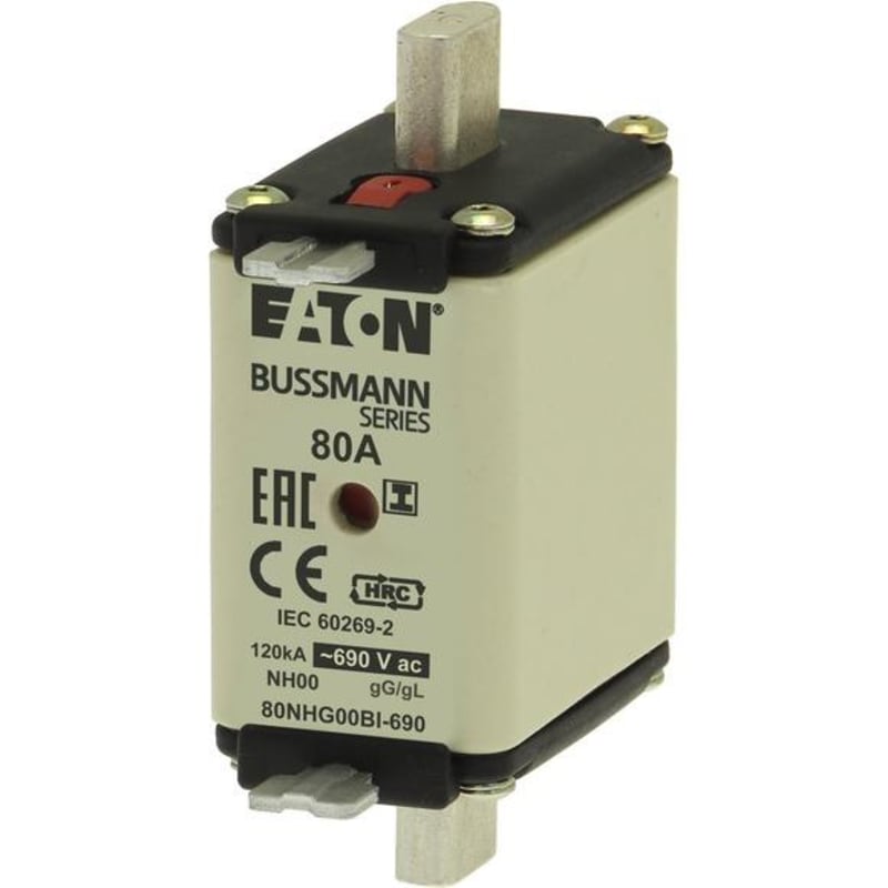 Eaton NH00 Knife-Blade Fuse 80 A AC 690 V 120 kA gG/gL (80NHG00BI-690)