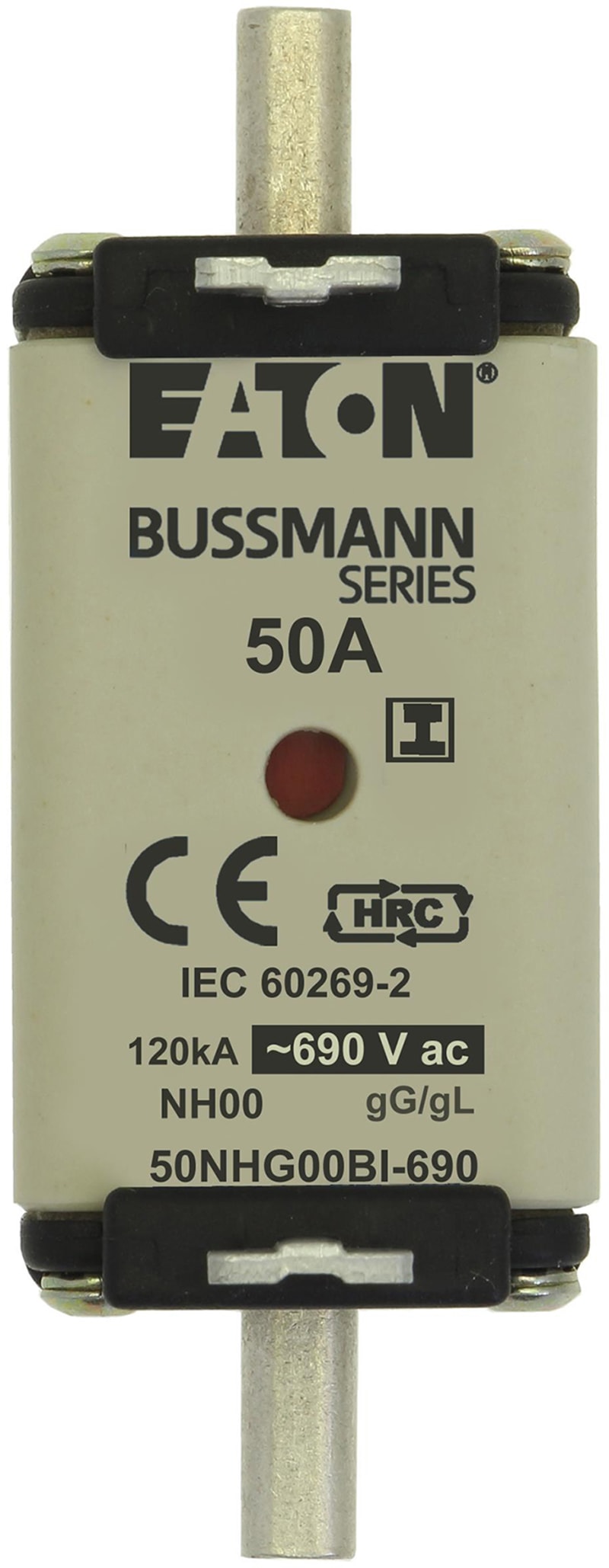 Eaton NH00 Knife-Blade Fuse 50 A AC 690 V 120 kA gG/gL (50NHG00BI-690)