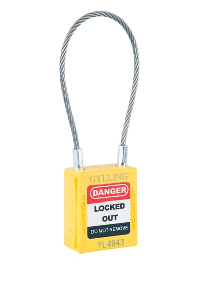 Padlock YELLOW, 175X3,2mm wire, KD