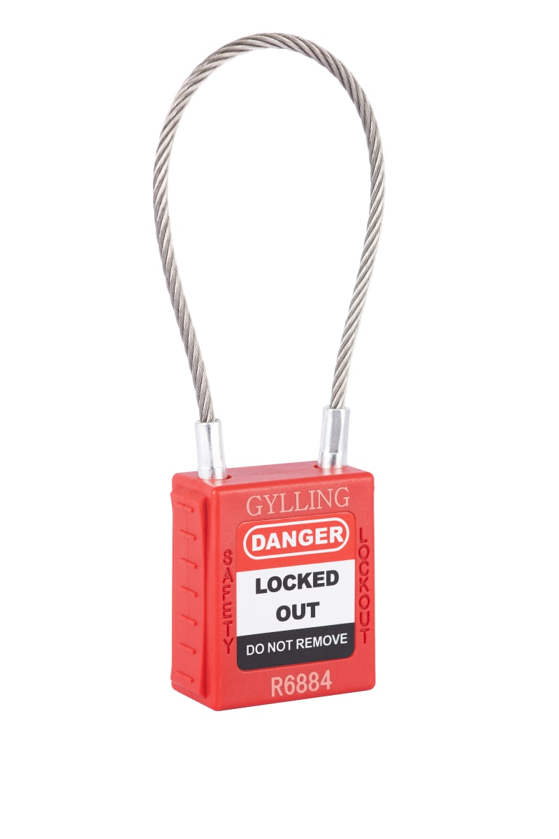 Padlock RED, 175X3,2mm wire, KD (310067)