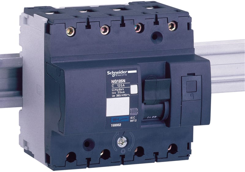 Schneider Electric Miniature circuit-breaker, ACTI9 NG125N, 4P, 63 A, C curve, 25 kA (IEC 60947-2) 18656