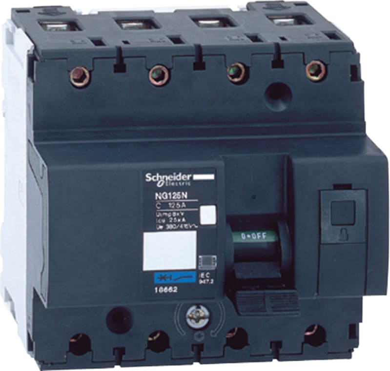 Schneider Electric Miniature circuit-breaker, ACTI9 NG125N, 4P, 100 A, C curve, 25 kA (IEC 60947-2) 18660