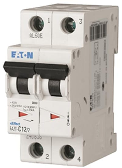 Eaton FAZT-D12/2 Miniature Circuit Breaker — 2P, Type D, 12 A, 25 kA