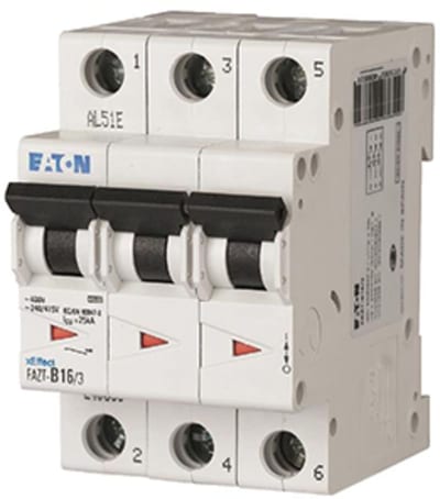 Eaton FAZT-C15/3 Miniature Circuit Breaker — 3P, Type C, 15 A, 25 kA