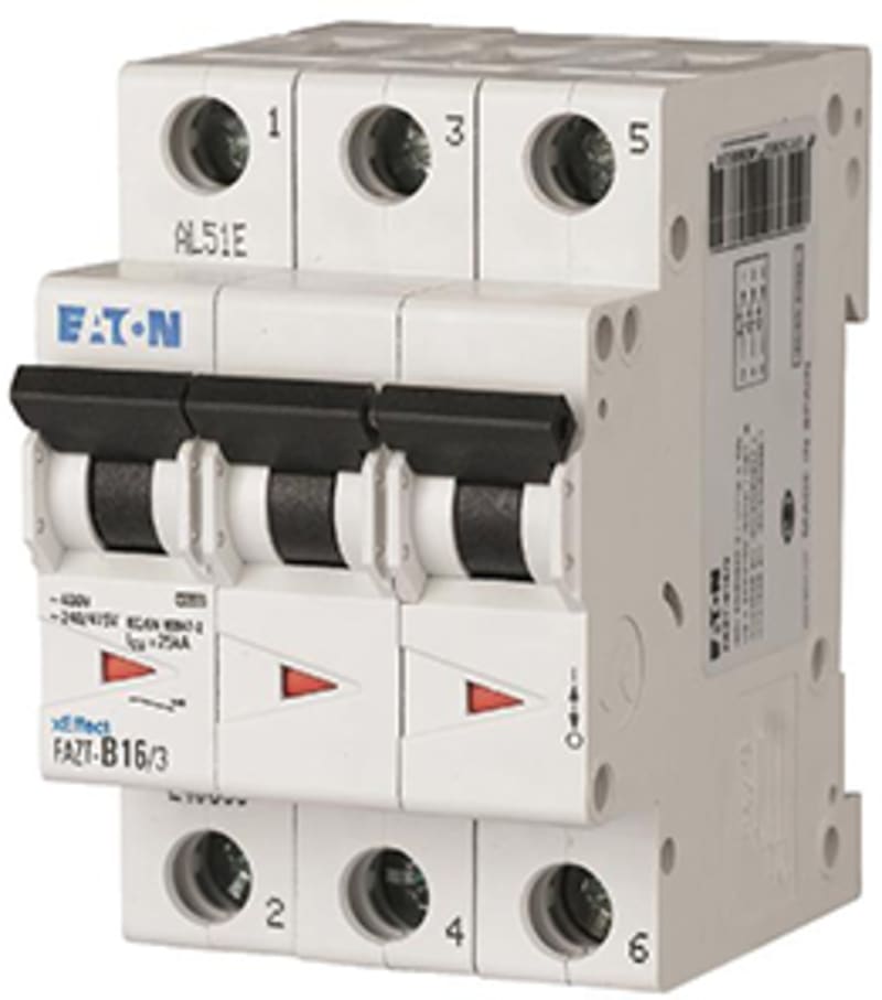Eaton FAZT-D15/3 Miniature Circuit Breaker — 3P, Type D, 15 A, 25 kA