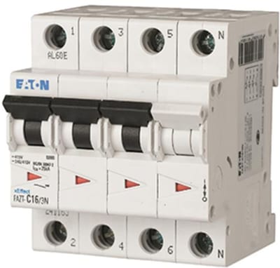 Eaton FAZT-C12/3N Miniature Circuit Breaker — 3P+N, Type C, 12 A, 25 kA