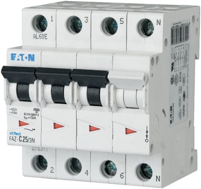 Eaton FAZ-K4/3N Miniature Circuit Breaker — 3P+N, Type K, 4 A, 15 kA
